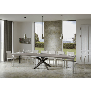 Mesa Volantis com pés em antracite D.90 - Mesa extensível 180/440x90 cm Volantis em freixo branco com pés em antracite