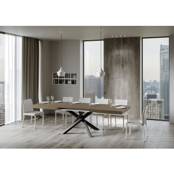 Mesa Volantis com pés em antracite P.90 - Mesa extensível 200/304x90 cm com pés em cashmere antracite