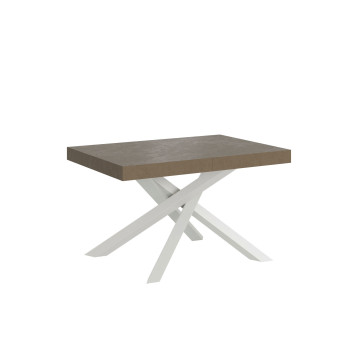 Mesa Volantis com pés brancos D.90 - Mesa extensível 140/244x90 cm Volantis em freixo branco com pés brancos