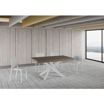 Mesa Volantis com pés brancos D.90 - Mesa extensível 160/264x90 cm Volantis em freixo branco com pés brancos