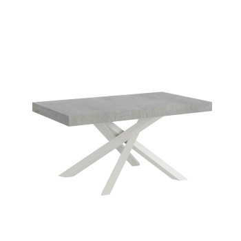 Mesa Volantis com pés brancos D.90 - Mesa extensível 160/264x90 cm Volantis em freixo branco com pés brancos