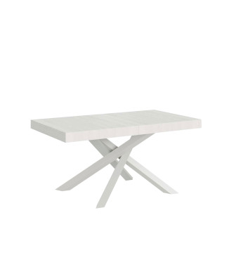 Mesa Volantis com pés brancos D.90 - Mesa extensível 160/264x90 cm Volantis em freixo branco com pés brancos