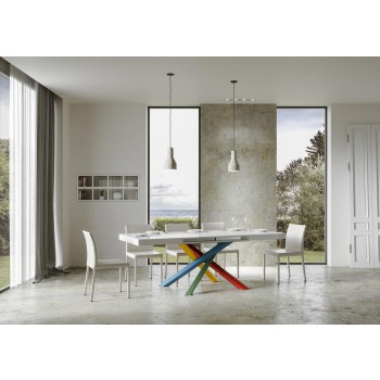 Mesa Volantis Multicolorida - Mesa extensível 90x160/264 cm com estrutura em freixo branco.