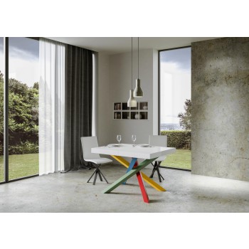 Mesa Volantis Multicolorida - Mesa extensível 90x160/264 cm com estrutura em freixo branco.