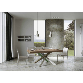 Mesa Volantis Premium Color 4/A P.90 - Mesa extensível 180/284x90 cm Volantis Premium com pés multicoloridos em freixo branco 4/A