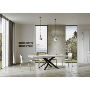 Mesa Volantis Premium com pés em antracite P.90 - Mesa extensível 130/234x90 cm. Pés em freixo branco Volantis Premium em antracite.