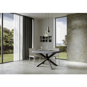 Mesa Volantis Premium com pés em antracite P.90 - Mesa extensível 130/390x90 cm. Pés em freixo branco Volantis Premium em antracite.