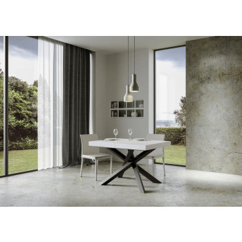 Mesa Volantis Premium com pés em antracite P.90 - Mesa extensível 130/390x90 cm. Pés em freixo branco Volantis Premium em antracite.