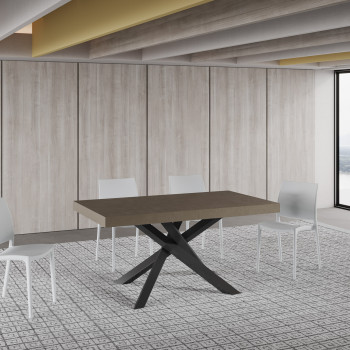 Mesa Volantis Premium com pés em antracite P.90 - Mesa extensível 160/420x90 cm. Pés Volantis Premium em freixo branco com acabamento em antracite.