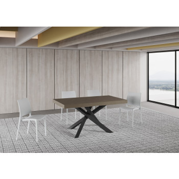 Mesa Volantis Premium com pés em antracite P.90 - Mesa extensível 160/420x90 cm. Pés Volantis Premium em freixo branco com acabamento em antracite.