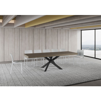 Mesa Volantis Premium com pés em antracite P.90 - Mesa extensível 160/420x90 cm. Pés Volantis Premium em freixo branco com acabamento em antracite.
