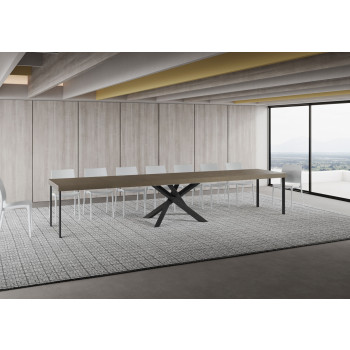 Mesa Volantis Premium com pés em antracite P.90 - Mesa extensível 160/420x90 cm. Pés Volantis Premium em freixo branco com acabamento em antracite.