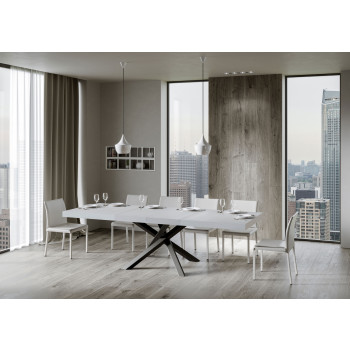 Mesa Volantis Premium com pés em antracite P.90 - Mesa extensível 160/420x90 cm. Pés Volantis Premium em freixo branco com acabamento em antracite.