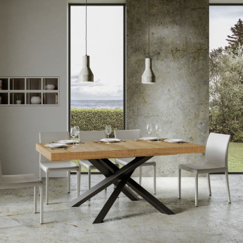 Mesa Volantis Premium com pés em antracite P.90 - Mesa extensível 160/420x90 cm. Pés Volantis Premium em freixo branco com acabamento em antracite.