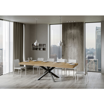 Mesa Volantis Premium com pés em antracite P.90 - Mesa extensível 160/420x90 cm. Pés Volantis Premium em freixo branco com acabamento em antracite.