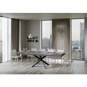 Mesa Volantis Premium com pés em antracite P.90 - Mesa extensível 180/284x90 cm. Pés em freixo branco Volantis Premium em antracite.