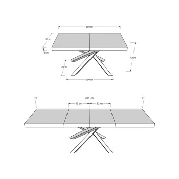 Mesa Volantis Premium com pés em antracite P.90 - Mesa extensível 180/284x90 cm. Pés em freixo branco Volantis Premium em antracite.