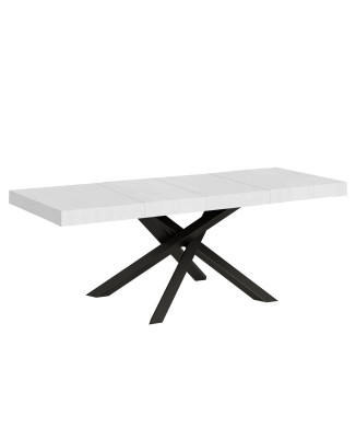 Mesa Volantis Premium com pés em antracite P.90 - Mesa extensível 200/460x90 cm com pés em freixo branco Volantis Premium em antracite