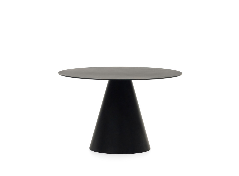 Mesa Wilshire em vidro temperado e metal pintado de preto Ø 120 cm