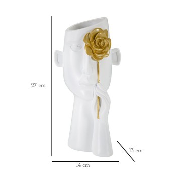 VASO EM FORMATO DE ROSTO COM FLOR