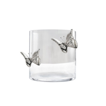 Vaso de vidro transparente Borboleta de cerâmica