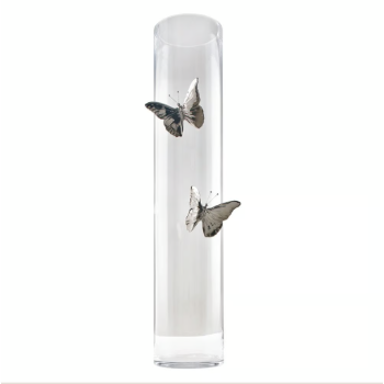 Vaso de vidro transparente Borboleta de cerâmica