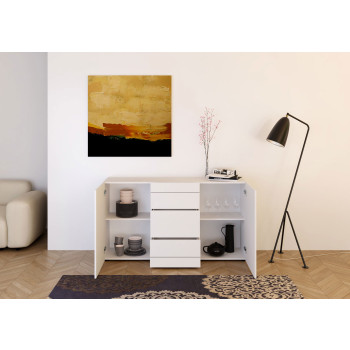  - Skänk med 2 dörrar/3 lådor 150x40x83,5 cm Elios blank vit