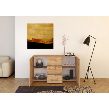  - Skänk med 2 dörrar/3 lådor 150x40x83,5 cm Elios blank vit