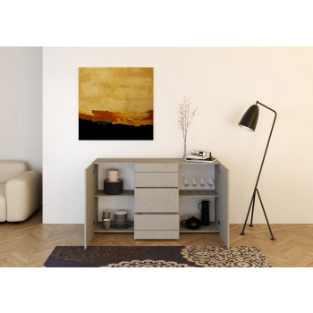  - Skänk med 2 dörrar/3 lådor 150x40x83,5 cm Elios blank vit