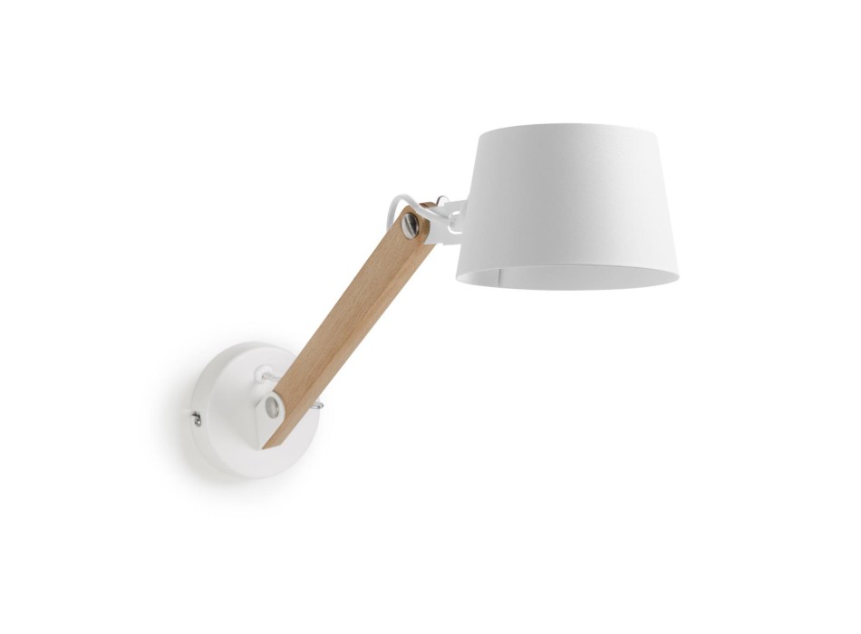 Vägglampa Muse i bokträ och stål