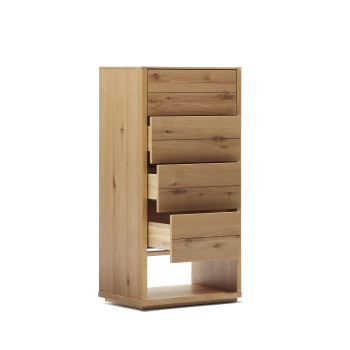 Alguema byrå med 4 lådor, ekfaner, naturfärgad, 60 x 120 cm