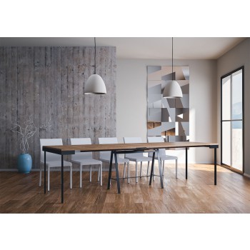 Banco Evolution konsol med antracit stomme - Utdragbar konsol 90x40/290 cm Banco Evolution betsad gran med antracit stomme