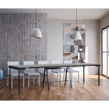 Banco Evolution konsol med antracit stomme - Utdragbar konsol 90x40/300 cm Banco Evolution i naturfärgad ek med antracit stomme