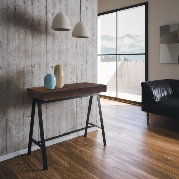 Konsolbord med antracitram - Utdragbart konsolbord 90x40/300 cm vit askbänk med antracitram