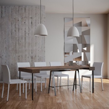 Konsolbord med antracitram - Utdragbart konsolbord 90x40/300 cm vit askbänk med antracitram