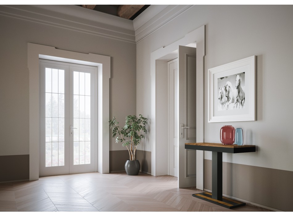 Capital Evolution konsolbord med antracit stomme - Utdragbart konsolbord 90x40/190 cm Capital Small Evolution betsad gran med antracit stomme