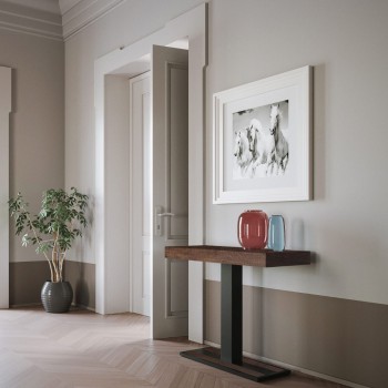 Capital konsolbord med antracitram - Utdragbart konsolbord 90x40/196 cm Capital Liten vit ask med antracitram