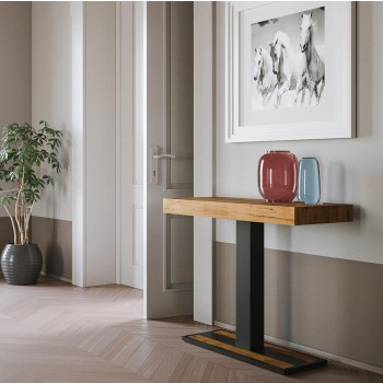 Capital konsolbord med antracitram - Utdragbart konsolbord 90x40/196 cm Capital Liten vit ask med antracitram