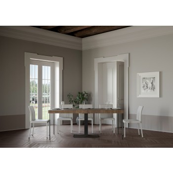 Capital konsolbord med antracitram - Utdragbart konsolbord 90x40/196 cm Capital Small Premium Naturlig Ek med antracitram