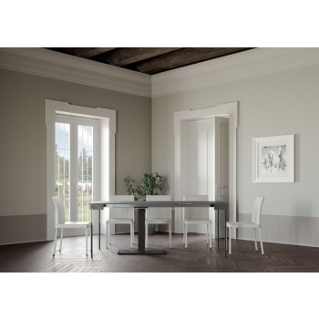Capital konsolbord med antracitram - Utdragbart konsolbord 90x40/300 cm Capital vit ask med antracitram