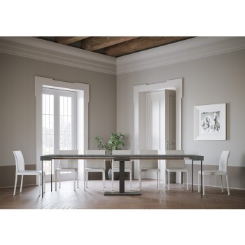Capital konsolbord med antracitram - Utdragbart konsolbord 90x40/300 cm Capital vit ask med antracitram