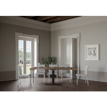 Capital konsolbord med antracitram - Utdragbart konsolbord 90x40/300 cm Capital vit ask med antracitram