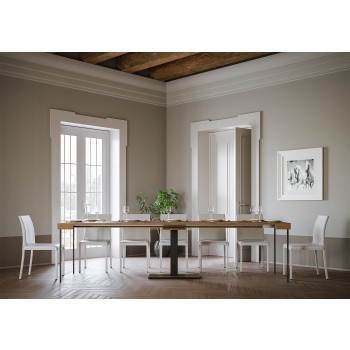 Capital konsolbord med antracitram - Utdragbart konsolbord 90x40/300 cm Capital vit ask med antracitram
