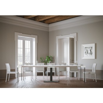 Capital konsolbord med antracitram - Utdragbart konsolbord 90x40/300 cm Capital vit ask med antracitram