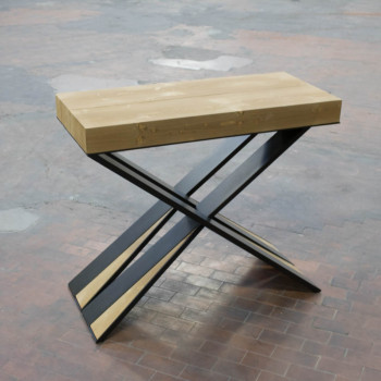 Diago konsolbord med antracitfärgade ben - Utdragbart konsolbord 90x40/290 cm Diago betsad gran med antracitfärgade ben