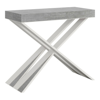 Diago konsolbord med vita ben - Diago Litet utdragbart konsolbord 90x40/196 cm med vita askben