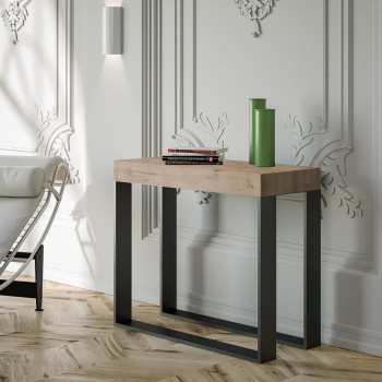 Elettra konsolbord med antracit stomme - Utdragbart konsolbord 90x40/196 cm Elettra Liten Vit Ask med antracit stomme