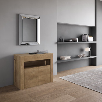 Evolve konsolbord med underbänk - Utdragbart konsolbord 90x42/302 cm Evolve vit ask med invändiga förlängningar och underbänk