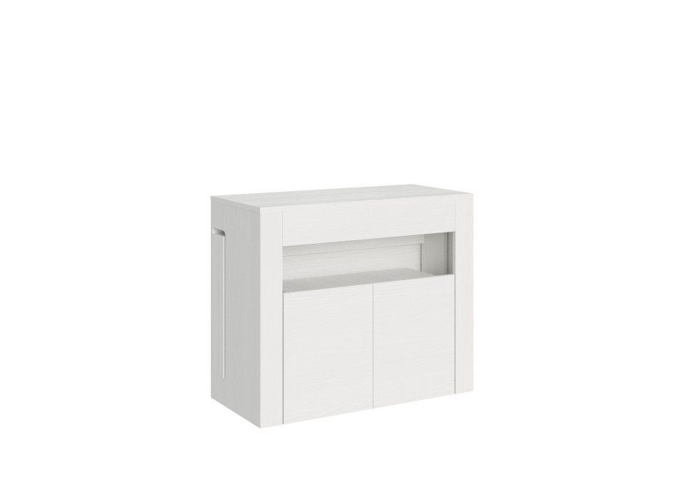 Evolve konsolbord med underbänk - Utdragbart konsolbord 90x42/302 cm Evolve vit ask med invändiga förlängningar och underbänk