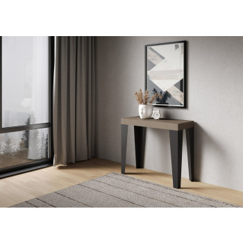 Flame konsolbord med antracitfärgade ben - Flame Litet utdragbart konsolbord 90x40/196 cm med vit ask och antracitfärgade ben